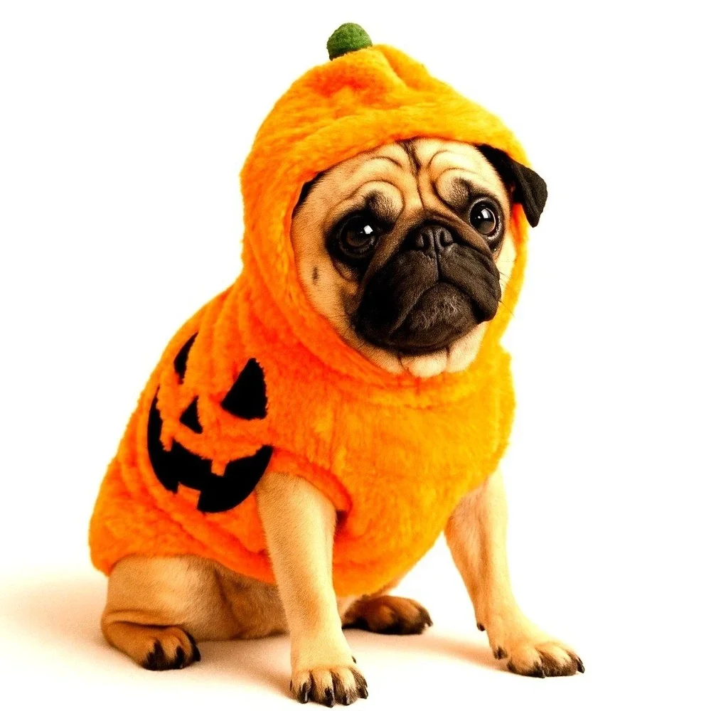 Doggie Pumpkin Hoodie Costume M Halloween Dog Pet Clothing